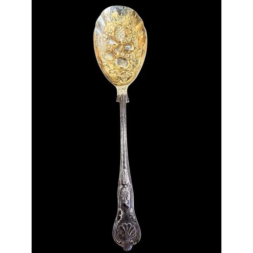 Vintage S.G. Sheffield, RATTAIL Silver Plate, EPNS A1 Raised Fruit Serving Spoon